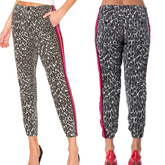 MOTHER Animal Print Tuxedo Striped No Zip Misfit Pants in Jungle Eyes Size 26 - Picture 1 of 12